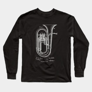 Tuba Player Gift 1888 Tuba Patent Print Long Sleeve T-Shirt